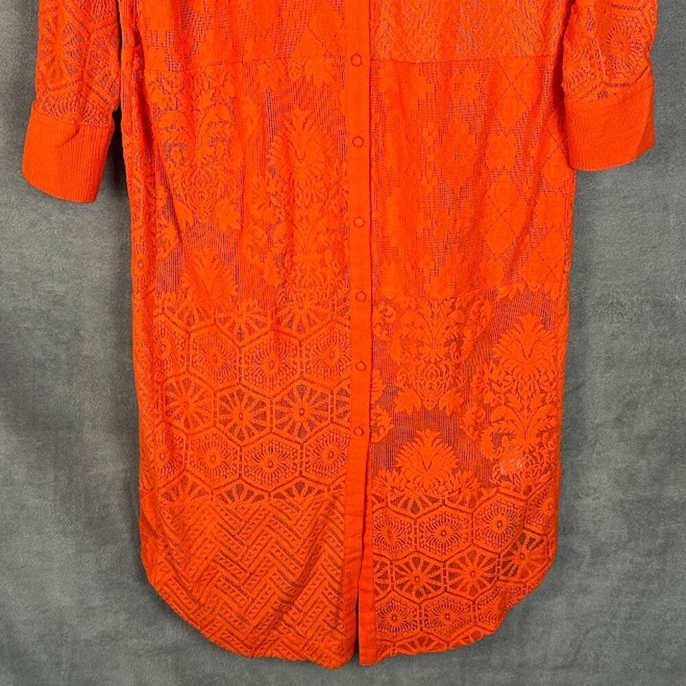 Maeve Anthropologie Dress Womens Small Orange Lace Button Shirt Midi Boho Beach - Picture 4 of 13